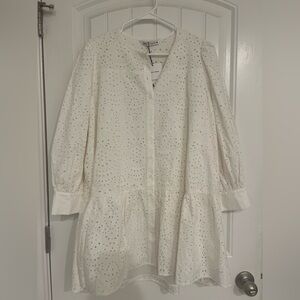 (SOLD) Zara White Eyelet Pattern Dress
